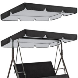 195X125Cm Replacement Canopy For Garden Swing, Black Patio Swing Awning 3-Seater Outdoor Chair, Oxford 210D - thumbnail 1