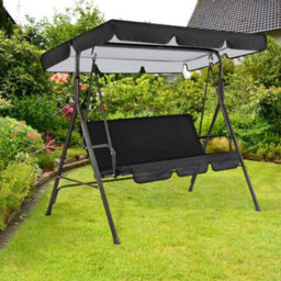 195X125Cm Replacement Canopy For Garden Swing, Black Patio Swing Awning 3-Seater Outdoor Chair, Oxford 210D - thumbnail 4