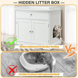 Costway Cat Litter Box Enclosure Hidden Cat Washroom Furniture W/ Drawer Doors - thumbnail 9