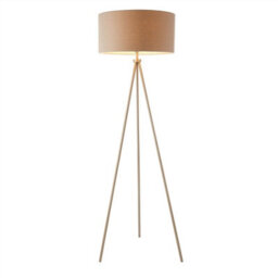 Luminosa Lighting Luminosa Tri 1 Light Floor Lamp Matt Nickel, Grey Linen Effect, E27 - thumbnail 1