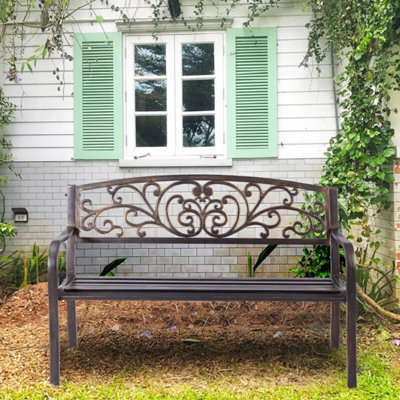 Patio Garden Bench W/round Armrests & Curved Seat - image 1