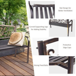 Patio Garden Bench W/round Armrests & Curved Seat - thumbnail 5