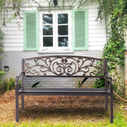 Patio Garden Bench W/round Armrests & Curved Seat - thumbnail 6