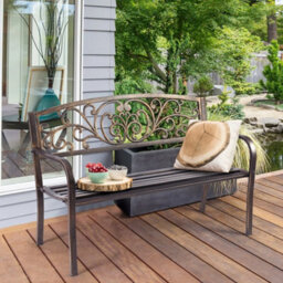 Patio Garden Bench W/round Armrests & Curved Seat - thumbnail 4
