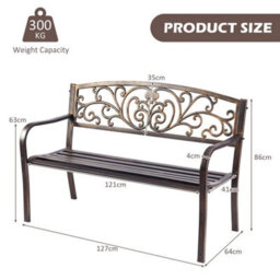 Patio Garden Bench W/round Armrests & Curved Seat - thumbnail 2