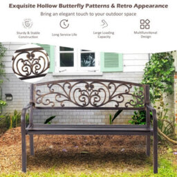 Patio Garden Bench W/round Armrests & Curved Seat - thumbnail 3