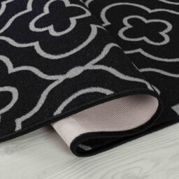 Machine Washable Quatrefoil Design Anti Slip Doormats Black 160X220 Cm - thumbnail 2