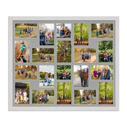 AK Frames 80X70Cm White Ash Modern Multi Photo Frame With Silver Mount - Holds 20 Apertures (18X) 6X4, (2X) 4X4 Photos - thumbnail 1
