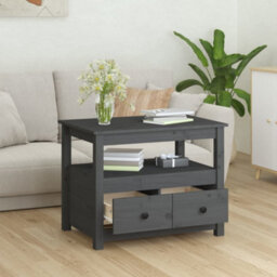 Berkfield Classic Coffee Table Grey 71X49X55 Cm Solid Wood Pine - thumbnail 4