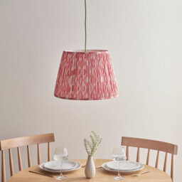Luminosa Lighting Luminosa Eltham Brushed Aged Brass, Green Flex Pendant Light With Coral Pink Fabric Ikat Shade 40Cm B22 - thumbnail 3