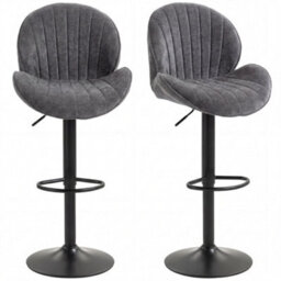 Homcom Modern Bar Stools Set Of 2, Swivel Counter Height Barstools, Grey - thumbnail 2