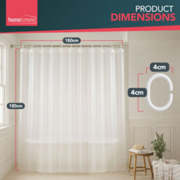 SOL 1Pk Clear Shower Curtain With 12 Hooks 180Cm X 180Cm Plastic Bath Cover Liner Rust Proof Grommets Anti Mould Stain Resistant Water - thumbnail 2