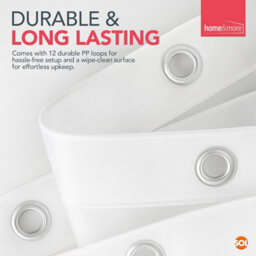 SOL 1Pk Clear Shower Curtain With 12 Hooks 180Cm X 180Cm Plastic Bath Cover Liner Rust Proof Grommets Anti Mould Stain Resistant Water - thumbnail 7