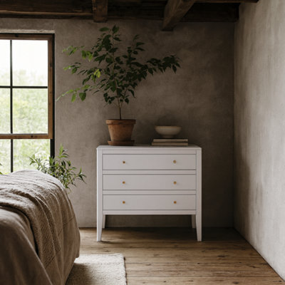 Wyld Haus Cordoba White Wood Grain 3-Drawer Chest, Compact Matt Bedroom Dresser - image 1