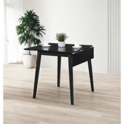 Dining Table, Small Wooden Kitchen Drop Leaf Dining Table With Black Finish - thumbnail 6