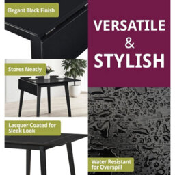 Dining Table, Small Wooden Kitchen Drop Leaf Dining Table With Black Finish - thumbnail 5