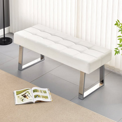 Furniture in Fashion Austin Small Faux Leather Dining Bench In White - image 1