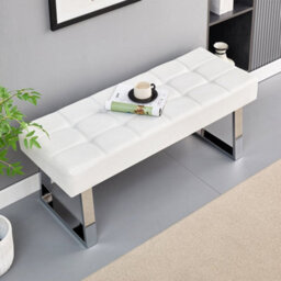 Furniture in Fashion Austin Small Faux Leather Dining Bench In White - thumbnail 2