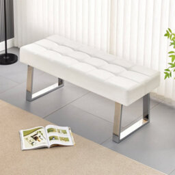 Furniture in Fashion Austin Small Faux Leather Dining Bench In White - thumbnail 1