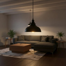 Industrial Ceiling Pendant Light With 29Cm Curvy Metal Shade And 95Cm Adjustable Hang For Living Room Bedroom Kitchen - thumbnail 2