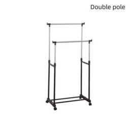 Heavy Duty Mobile Clothes Coat Garment Hanging Rail Rack Storage Stand On Wheels Double Pole - thumbnail 1