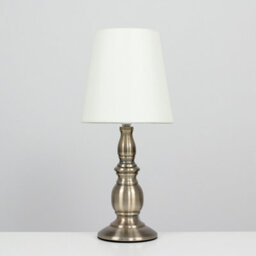 Valuelights Sierra Pair Of Vintage Traditional Antique Brassed Touch Table Lamps With Cream Shade - thumbnail 4