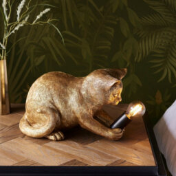 Luminosa Lighting Luminosa Kitten Table Lamp Vintage Gold Paint, Matt Black, 1X E14 - thumbnail 5