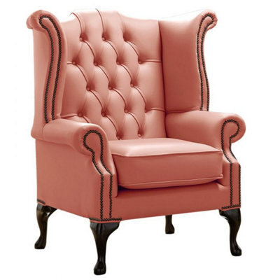 Chesterfield High Back Wing Chair Shelly Tuscany Leather Bespoke In Queen Anne Style - image 1