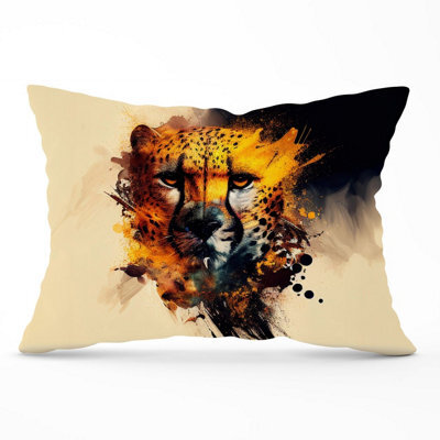 Warren Reed Designer Cheetah Face Splashart Cushions 33Cm X 48Cm