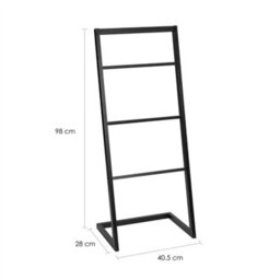 Black Bamboo Freestanding Towel Rack Drying Stand & Holder With 4 Clothes Rails - thumbnail 2
