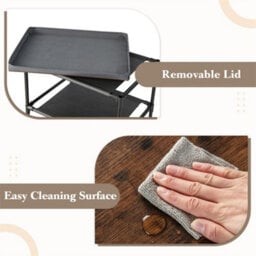 3 Tier Fabric Dresser With 3 Drawers Black Industrial Style Storage Unit Grey - thumbnail 6