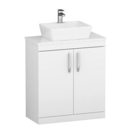 Royal Bathrooms Turin 800mm Floor Standing Vanity Unit 2 Door Gloss White & Countertop Basin - Cube - thumbnail 4
