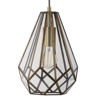 First Choice Lighting Polly - Antique Brass And Glass Pendant Ceiling Light - image 1