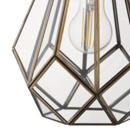 First Choice Lighting Polly - Antique Brass And Glass Pendant Ceiling Light - thumbnail 5