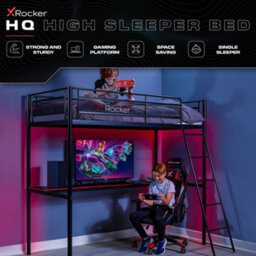 X Rocker X-Rocker Hq Gaming Bunk Bed With Large Desk Kids Loft High Sleeper 3Ft Single - Black - thumbnail 2