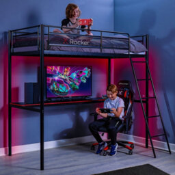 X Rocker X-Rocker Hq Gaming Bunk Bed With Large Desk Kids Loft High Sleeper 3Ft Single - Black