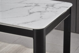 Furnizone UK Milano 4-Seater White Marble-Effect Glass Dining Table And 4 Monza Pink Velvet Chairs - thumbnail 4