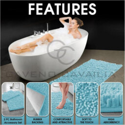 Gc Gaveno Cavailia Infinity Loop Extra Large 2 Piece Bath Mat Set Aqua Super Absorbent Non Slip Shower Mat - thumbnail 2