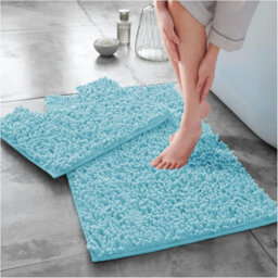 Gc Gaveno Cavailia Infinity Loop Extra Large 2 Piece Bath Mat Set Aqua Super Absorbent Non Slip Shower Mat - thumbnail 1