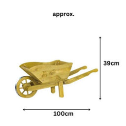 Marco Paul Large Wooden Wheelbarrow Flower Planter - thumbnail 3