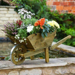 Marco Paul Large Wooden Wheelbarrow Flower Planter - thumbnail 1
