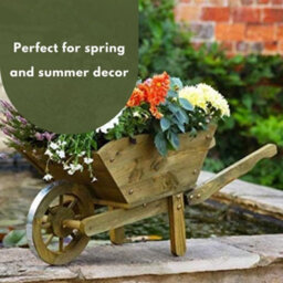 Marco Paul Large Wooden Wheelbarrow Flower Planter - thumbnail 7