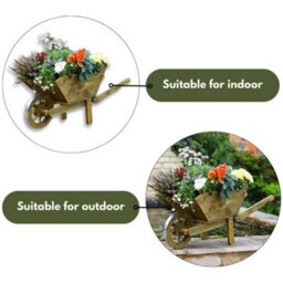 Marco Paul Large Wooden Wheelbarrow Flower Planter - thumbnail 5