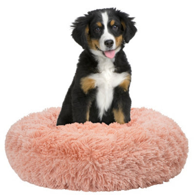 Fur & Bone 70 Cm Washable Plush Donut Dog Bed With Waterproof Non-Slip Base - Pink - image 1