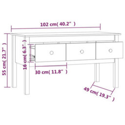 Berkfield Coffee Table Grey 102X49X55 Cm Solid Wood Pine - thumbnail 9