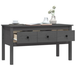 Berkfield Coffee Table Grey 102X49X55 Cm Solid Wood Pine - thumbnail 5