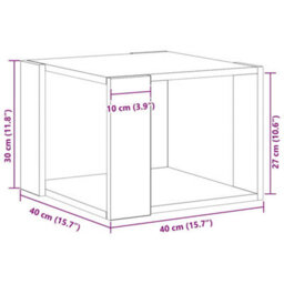 Berkfield Coffee Table Black Oak 40X40X30 Cm Engineered Wood - thumbnail 9