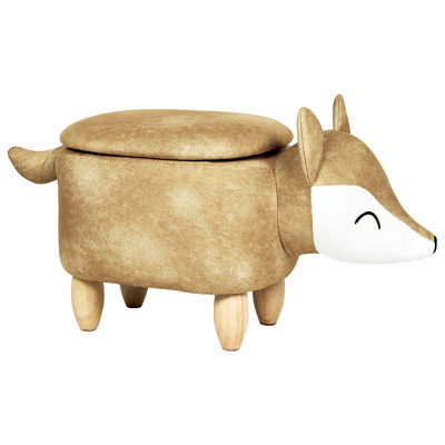 Beliani Storage Animal Stool Fox Velvet Orange Fox - image 1