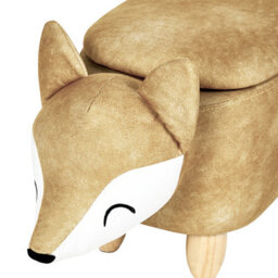 Beliani Storage Animal Stool Fox Velvet Orange Fox - thumbnail 7