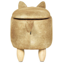 Beliani Storage Animal Stool Fox Velvet Orange Fox - thumbnail 8